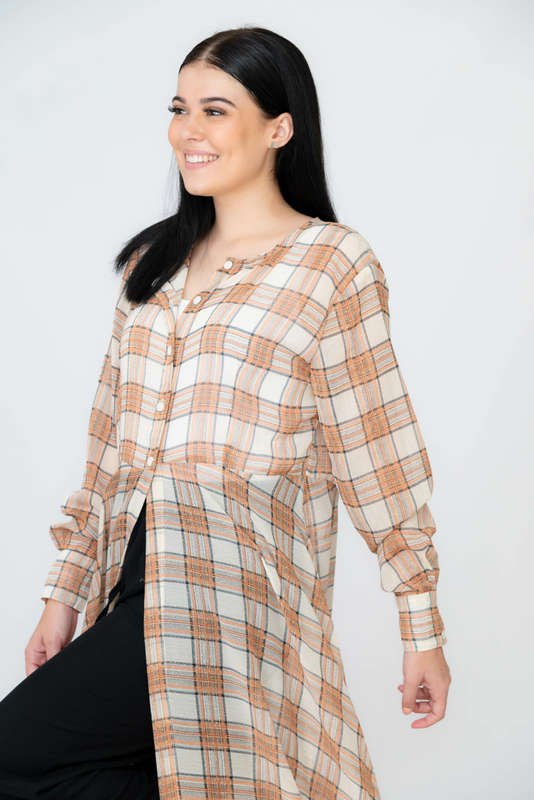Nancy Modest Cover Up Gillet Dress Check