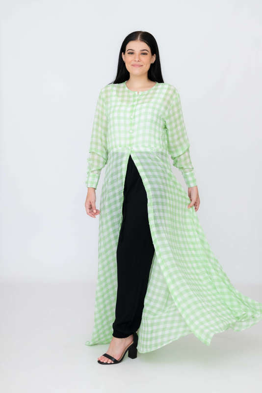 Nancy Modest Cover Up Gillet Dress Check