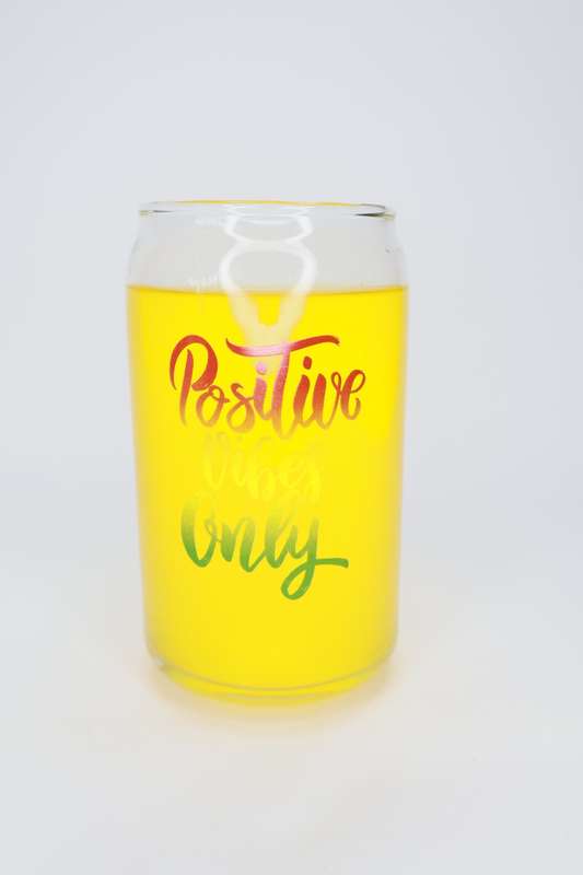 6 Printed Can Shaped Drinking Glass Tumblers