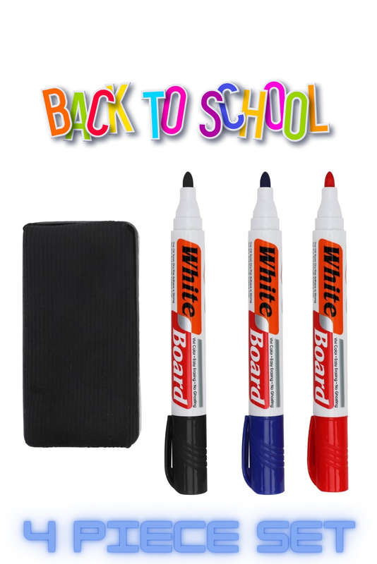 Whiteboard Marker Set With Magnetic Eraser