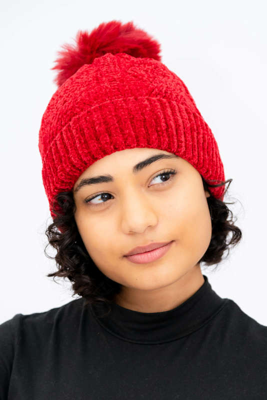 Women's Pom Pom Beanie Fleece Lined Winter Hat