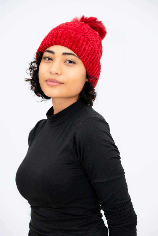 Women's Pom Pom Beanie Fleece Lined Winter Hat