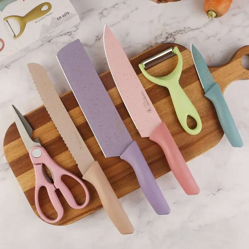 6 Piece Stainless Steel Kitchen Knives  Set With Gift Case Colour