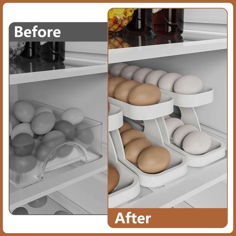 Auto Rolling Egg Holder For Refrigerator Storage Container
