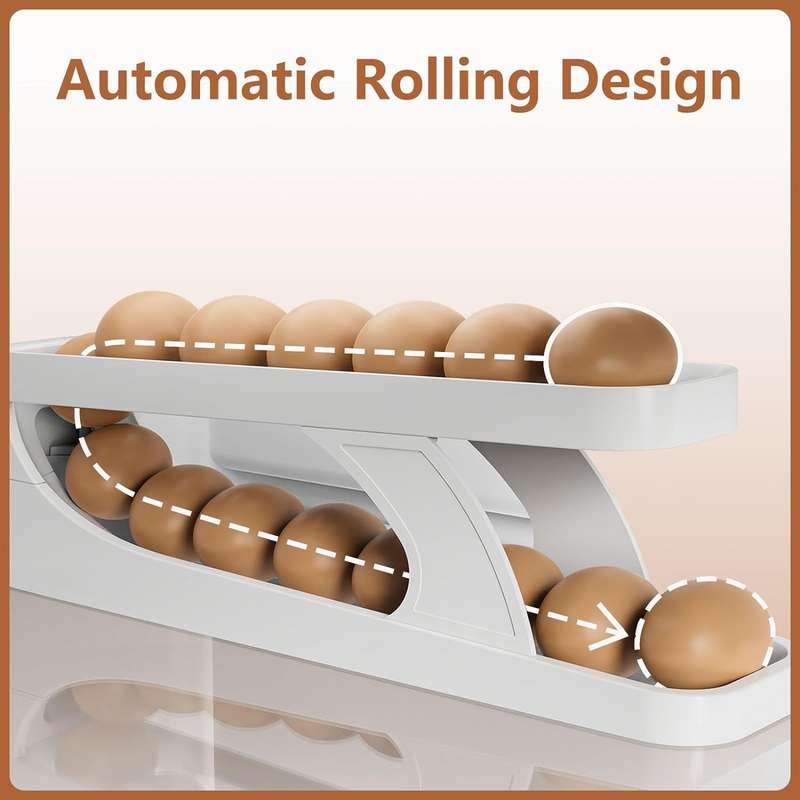 Auto Rolling Egg Holder For Refrigerator Storage Container
