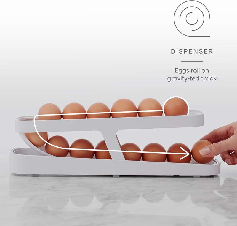Auto Rolling Egg Holder For Refrigerator Storage Container