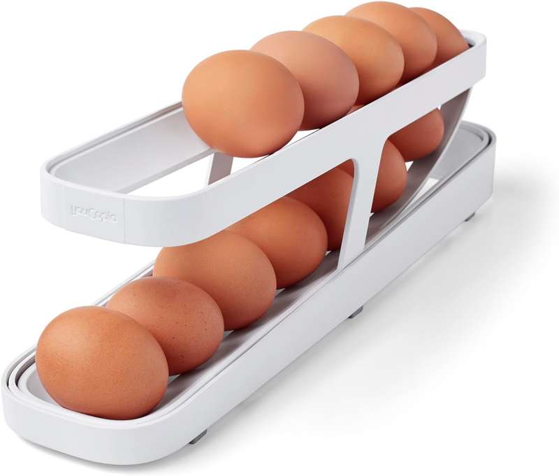 Auto Rolling Egg Holder For Refrigerator Storage Container