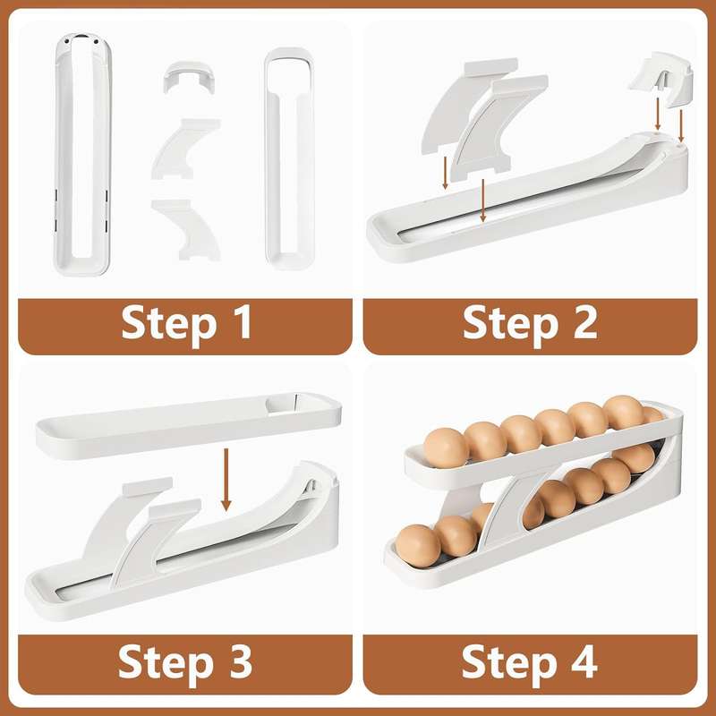 Auto Rolling Egg Holder For Refrigerator Storage Container