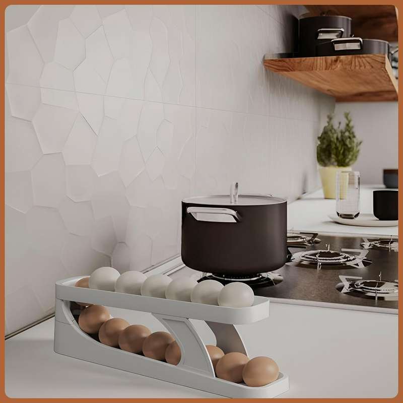Auto Rolling Egg Holder For Refrigerator Storage Container