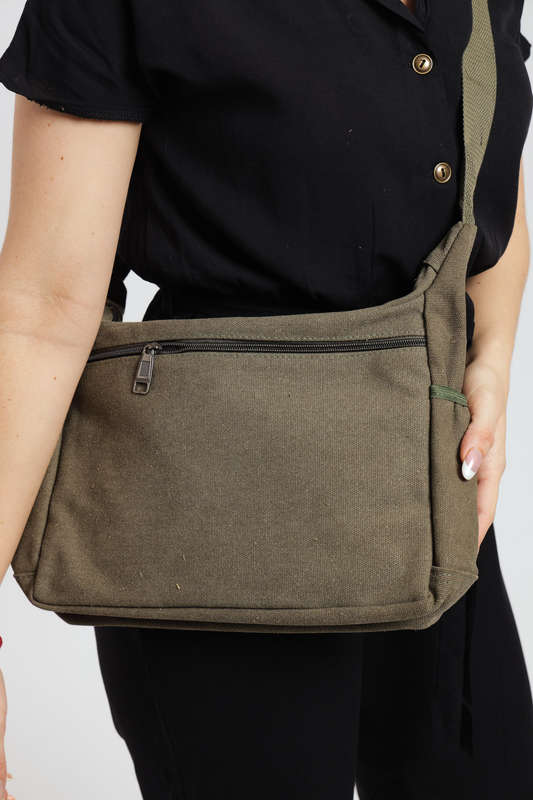 Canvas Unisex Multi Zipper Sling Shoulder Bag Crossbody Travel Messenger Bag
