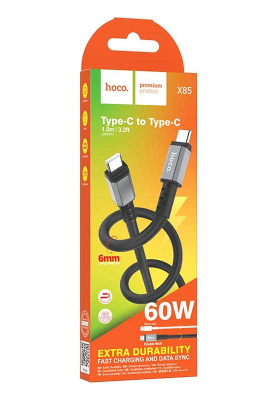 HOCO Type-C to Type-C X85 Strength 60W Charging Data Cable Sync