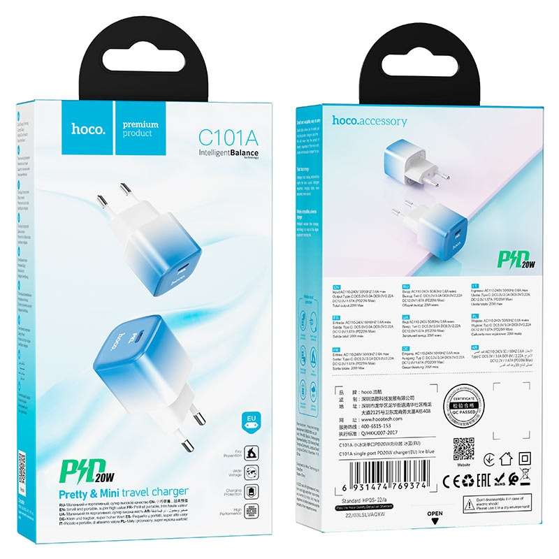 HOCO Wall Charger C101A PD20W Travel Charger Plug Type C
