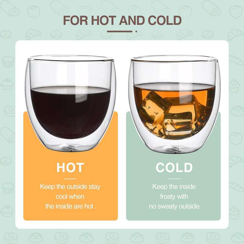 Set Of 2 X 150ml Senza Clear Double Wall Milk Coffee Tea Insulated Mug