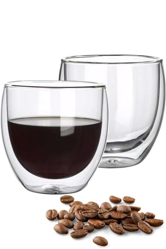 Set Of 2 X 150ml Senza Clear Double Wall Milk Coffee Tea Insulated Mug