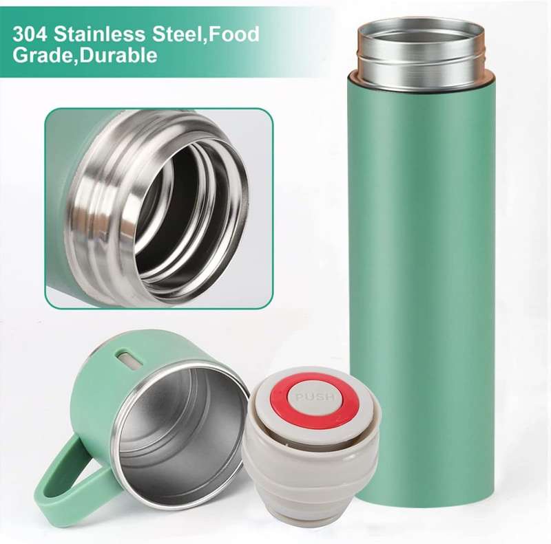 Thermos Vacuum Double Wall Of Stainless Steel Flask Set With 3 Cups 500ml