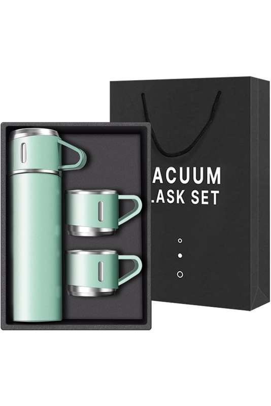 Thermos Vacuum Double Wall Of Stainless Steel Flask Set With 3 Cups 500ml