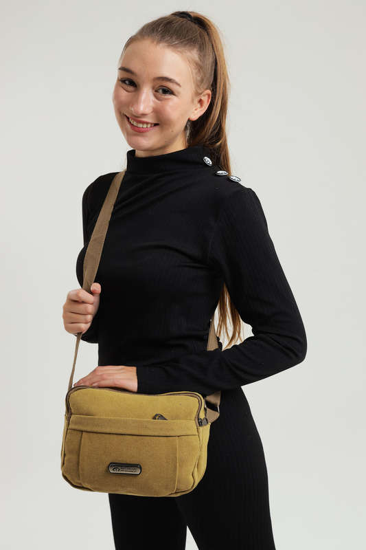 Unisex Multi Zipper Sling Shoulder Bag Crossbody Travel Messenger Bag