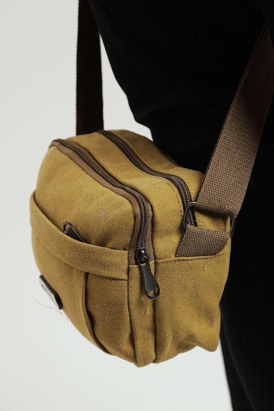 Unisex Multi Zipper Sling Shoulder Bag Crossbody Travel Messenger Bag