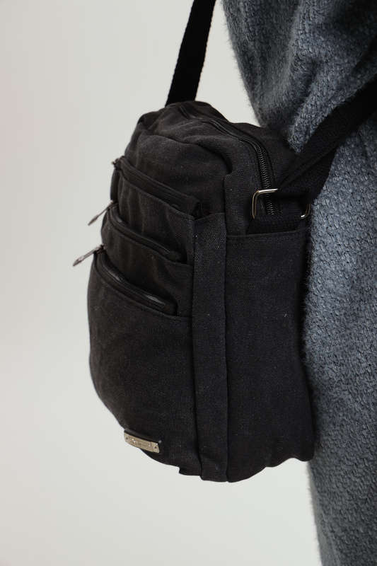 Unisex Multi Zipper Sling Shoulder Bag Crossbody Travel Messenger Bag Large