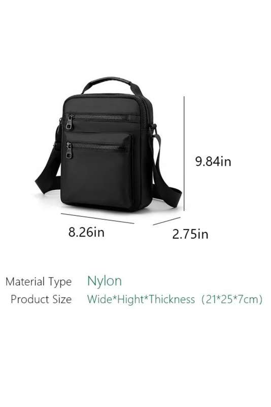 Unisex Multi Zipper Sling Shoulder Bag Crossbody Travel Messenger Bag