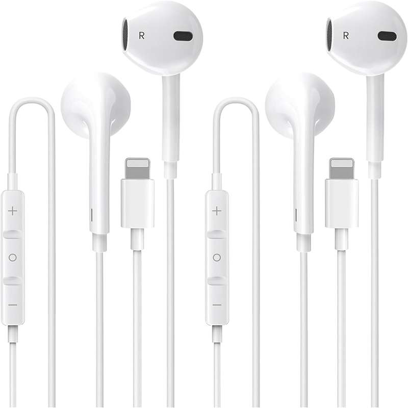 2 Packs iPhone Headphones Lighting Wired Earphones Built-in Microphone &amp; Volume Control