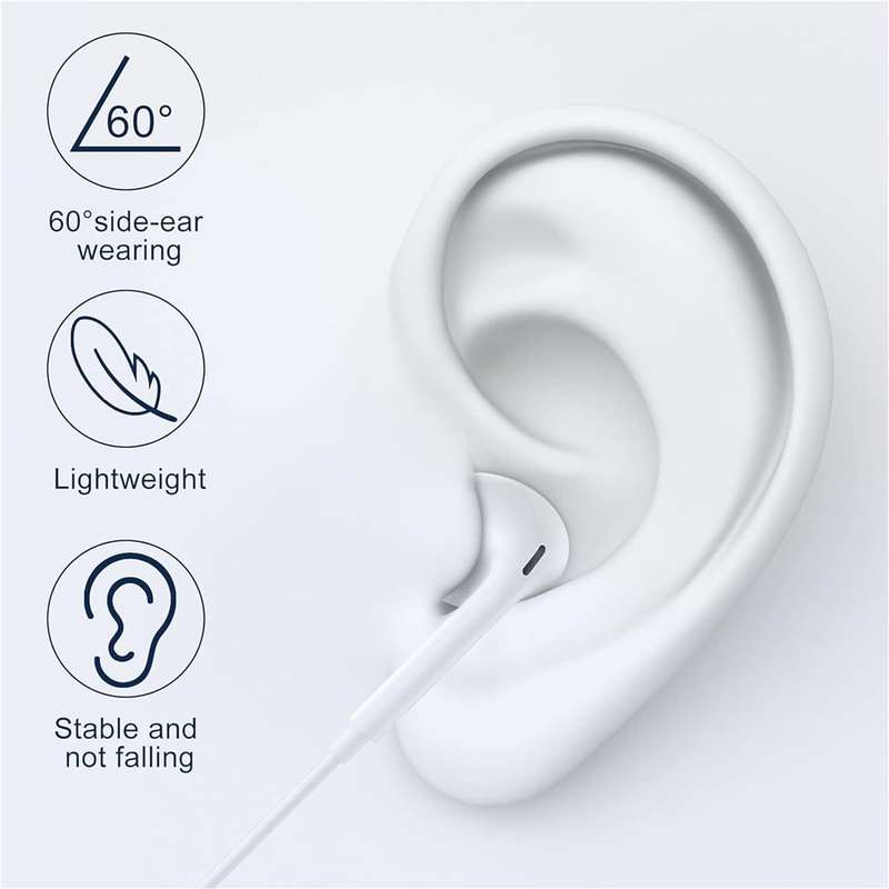 2 Packs iPhone Headphones Lighting Wired Earphones Built-in Microphone &amp; Volume Control