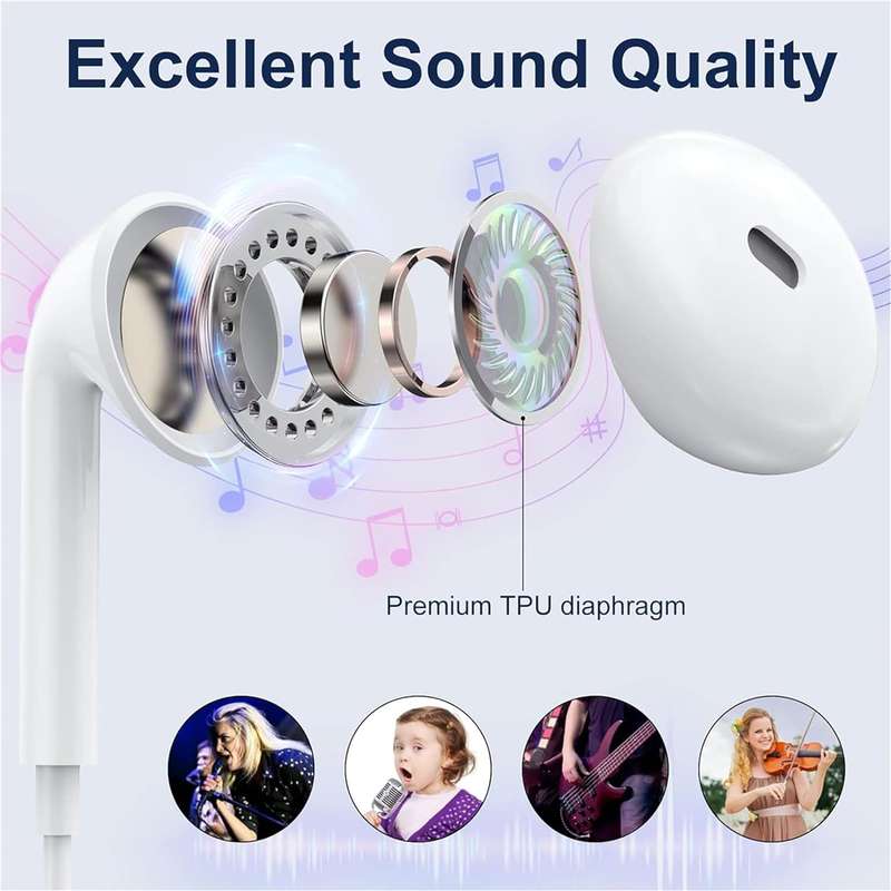 2 Packs iPhone Headphones Lighting Wired Earphones Built-in Microphone &amp; Volume Control