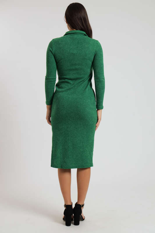 Jessie Slitted Button Down Shirt Jersey Dress