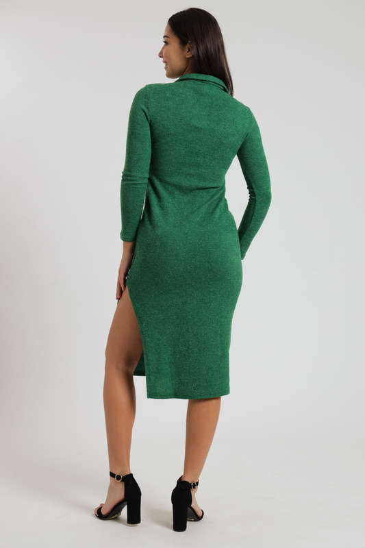 Jessie Slitted Button Down Shirt Jersey Dress