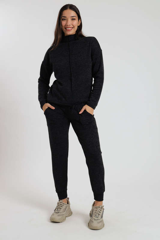 Ladies Italian Ribbed 2 Piece Tracksuit Set With Pockets