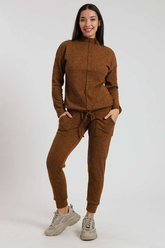 Ladies Italian Ribbed 2 Piece Tracksuit Set With Pockets