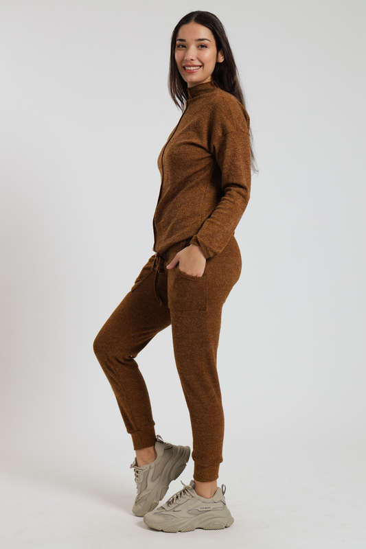 Ladies Italian Ribbed 2 Piece Tracksuit Set With Pockets