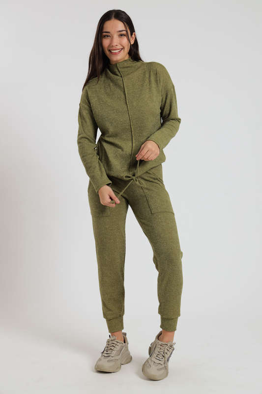 Ladies Italian Ribbed 2 Piece Tracksuit Set With Pockets