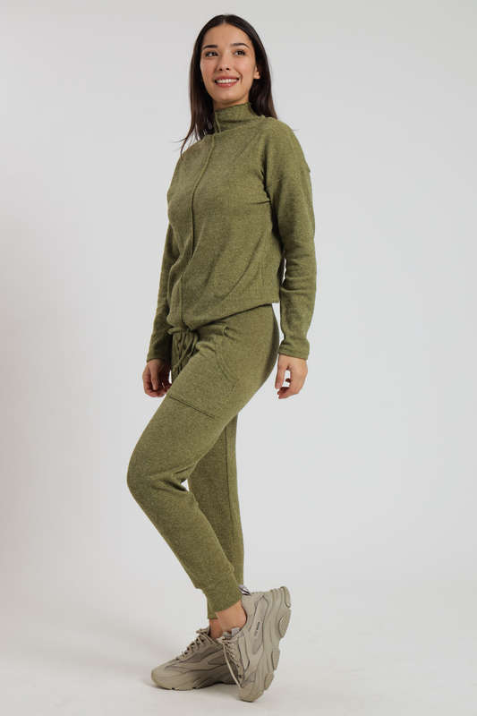 Ladies Italian Ribbed 2 Piece Tracksuit Set With Pockets