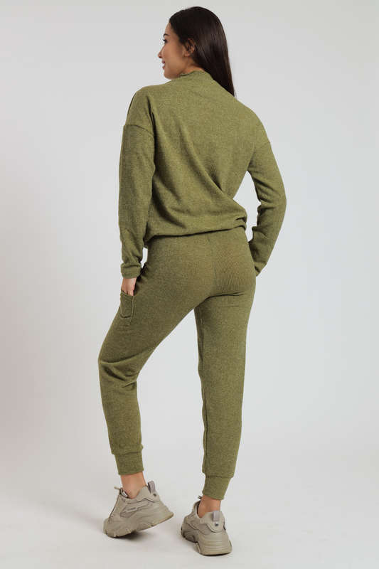 Ladies Italian Ribbed 2 Piece Tracksuit Set With Pockets