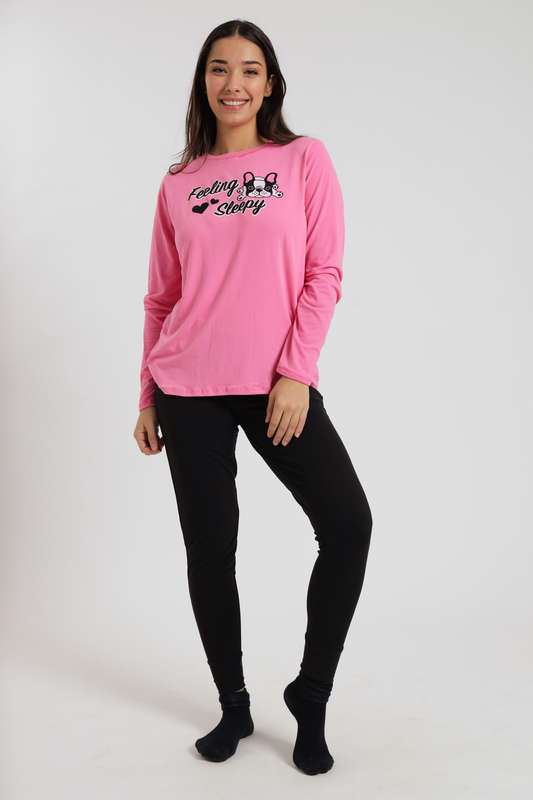 Ladies Printed Long Sleeve Winter Pyjama Set
