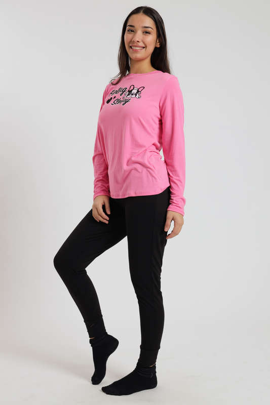 Ladies Printed Long Sleeve Winter Pyjama Set