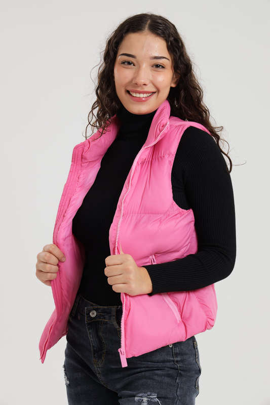 Ladies Puffer Sleeveless Jacket With Carry Bag