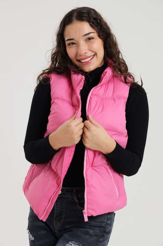 Ladies Puffer Sleeveless Jacket With Carry Bag