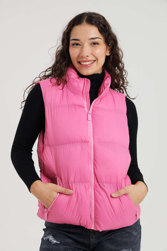 Ladies Puffer Sleeveless Jacket With Carry Bag