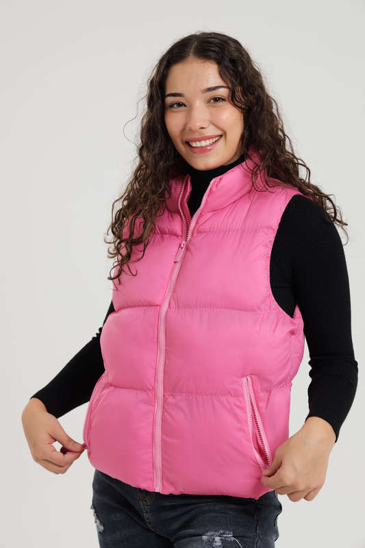 Ladies Puffer Sleeveless Jacket With Carry Bag