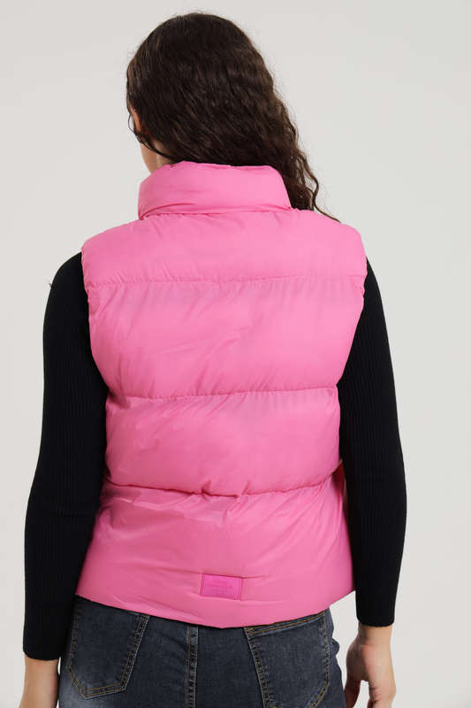 Ladies Puffer Sleeveless Jacket With Carry Bag