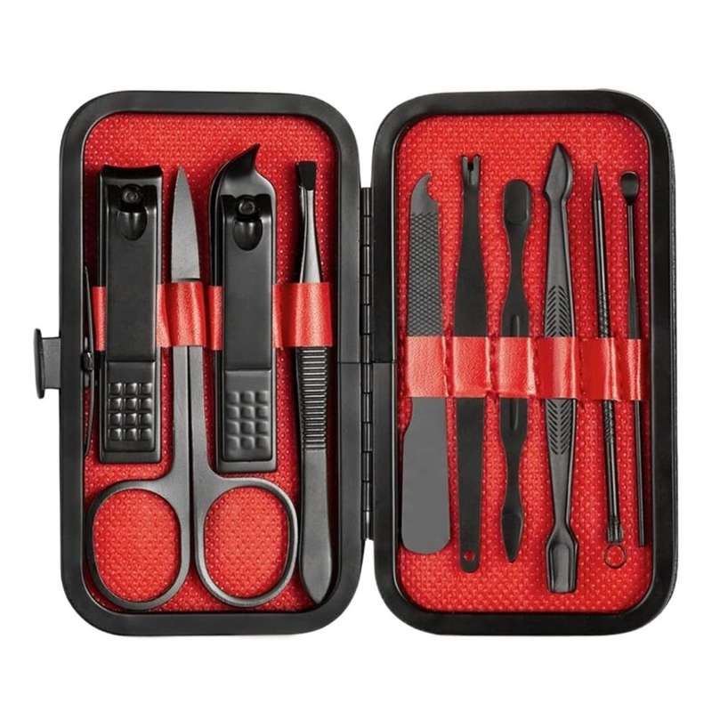 Nail Clippers Manicure &amp; Pedicure Tools Nail Tools 10 Piece Stainless Steel Set Black