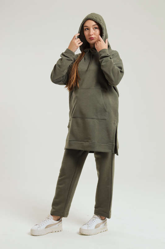 Skylar Hooded Fleece Lined Oversized 2 Piece Tracksuit Set