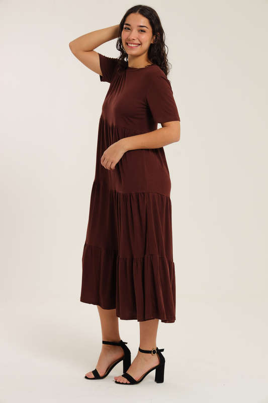 Fatigue Loose Fit Midaxi Tiered Dress