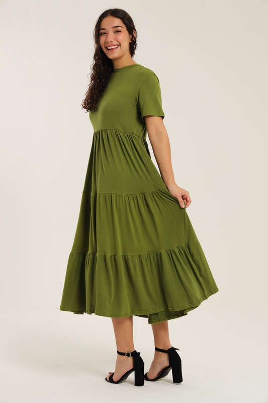 Fatigue Loose Fit Midaxi Tiered Dress