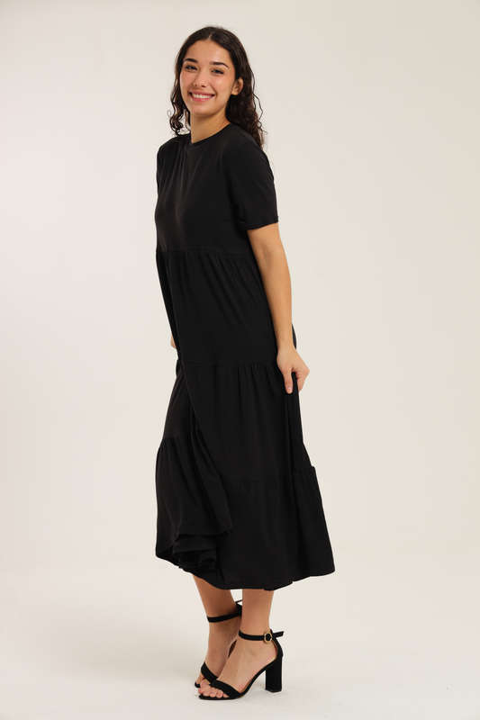 Fatigue Loose Fit Midaxi Tiered Dress