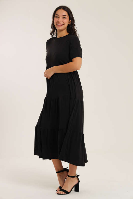 Fatigue Loose Fit Midaxi Tiered Dress