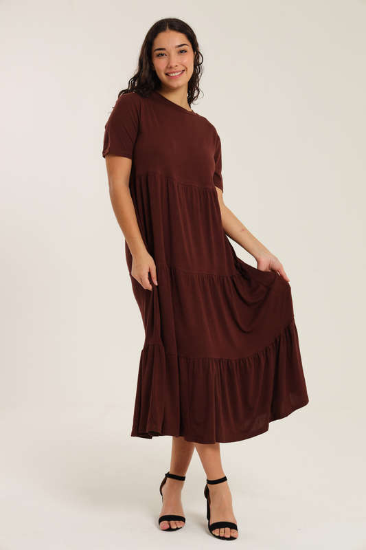 Fatigue Loose Fit Midaxi Tiered Dress