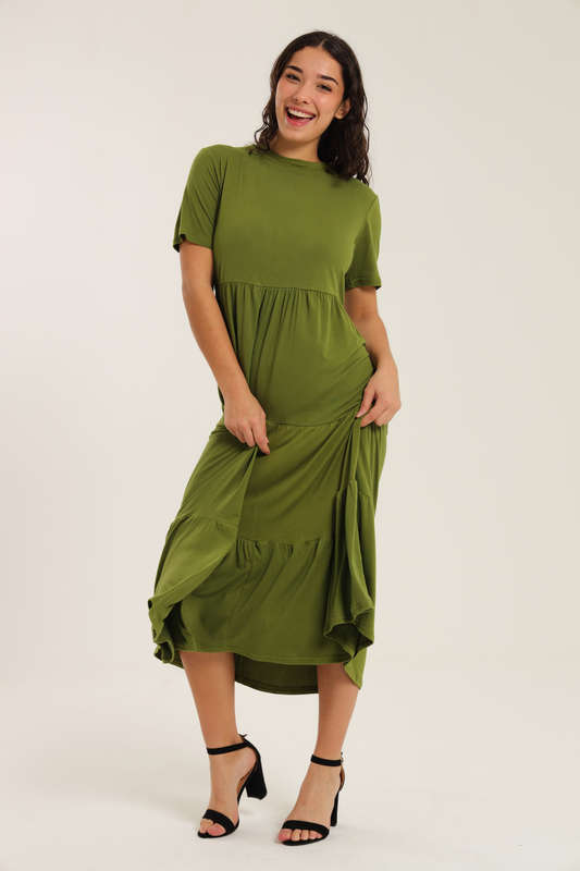 Fatigue Loose Fit Midaxi Tiered Dress